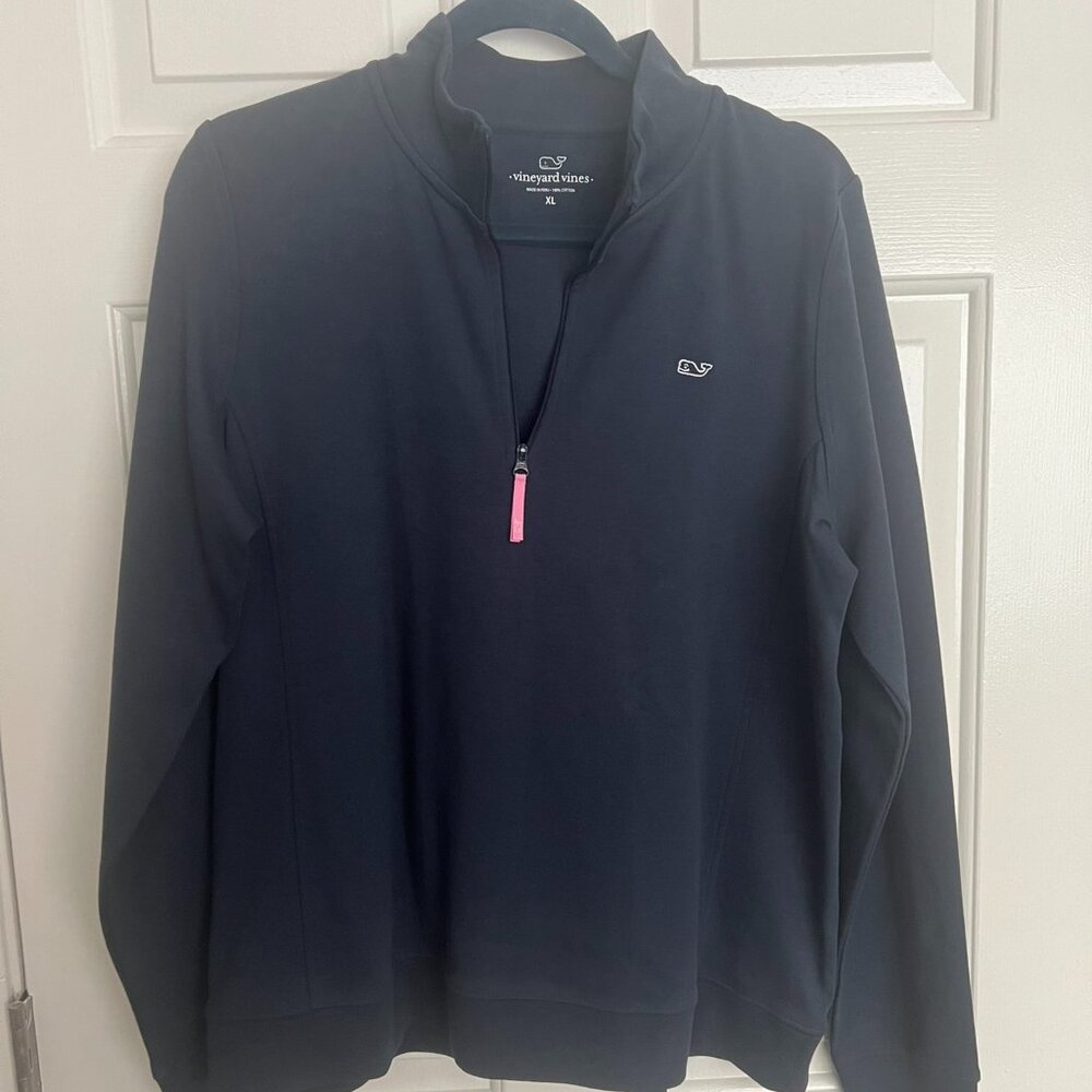NWT Vineyard Vines XL Womens 1/4 Zip Soft Pullover - Navy
